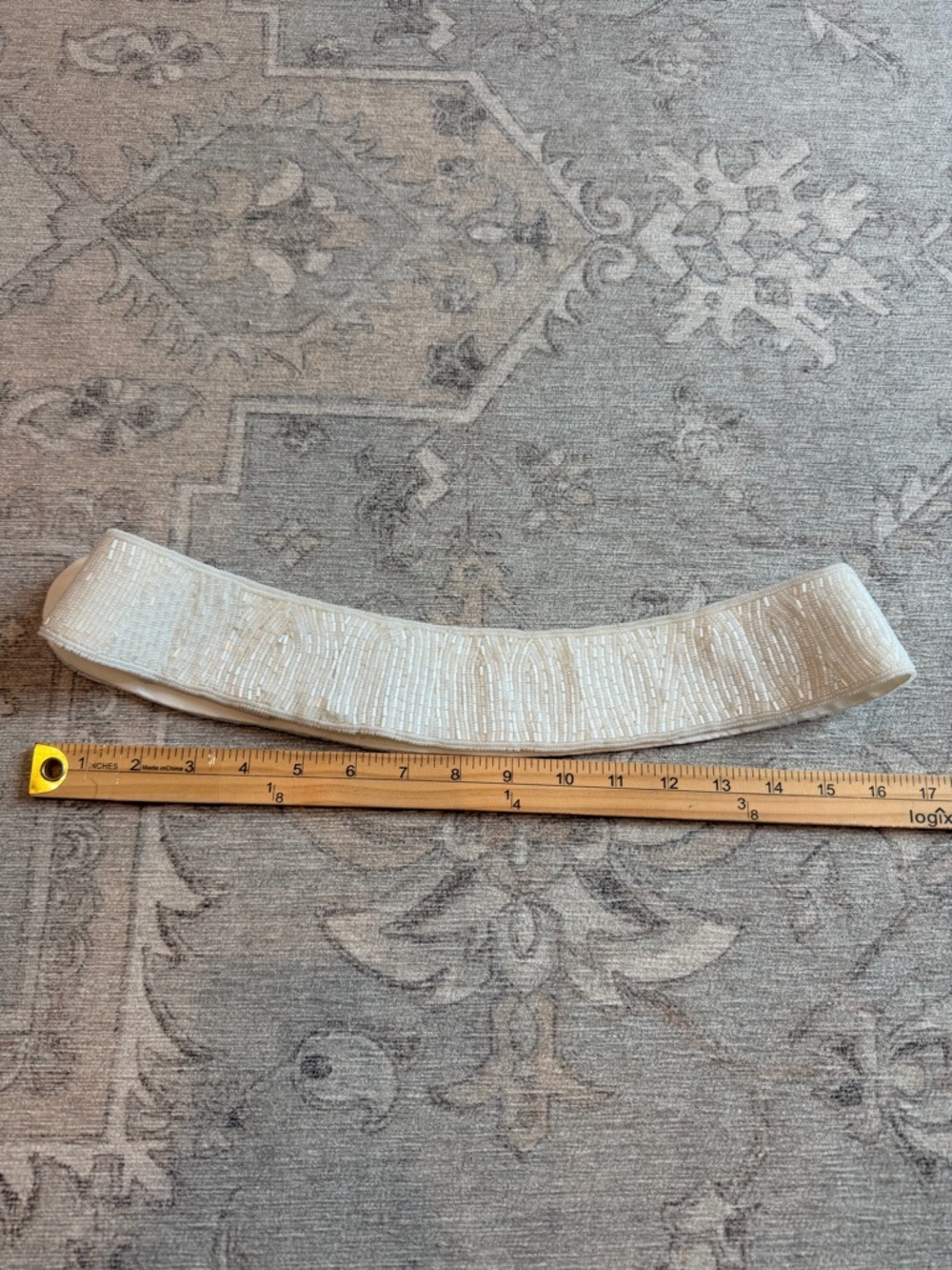 Vintage Ivory Hand Beaded silk Ivory Wedding Dress Bridal Sash Belt. EUC - Picture 5 of 7